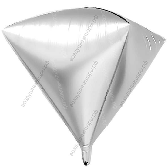 Шар с гелием 3D  Алмаз, Серебро, 69 см.