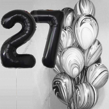 Букет гелиевых шаров агатов на 27 лет Безупречный стиль с черными цифрами
