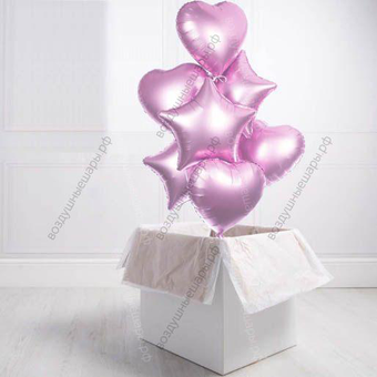 Коробка-сюрприз с шарами-звездами и сердцами, 7 шт