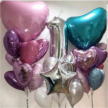 Два букета с белыми, розовыми, бирюзовыми шарами + цифра