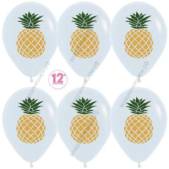 Шар с гелием  Ананас, Белый (005), пастель, 2 ст, 30 см.