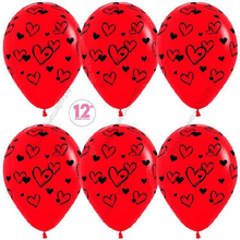Шар с гелием  Набросок сердец, Красный (015), пастель, 5 ст, 30 см.