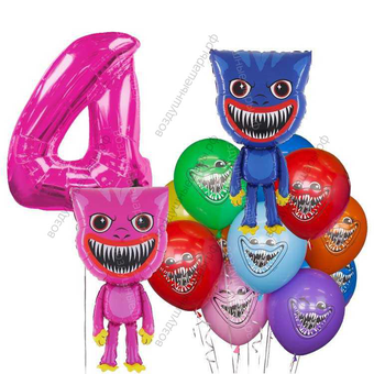 Украшение из гелиевых шариков на 4 года ребенку с Хаги Ваги и Киси Миси