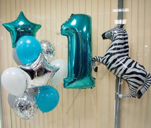 Сет из шаров для мальчика "Полосатик" на годик с зеброй