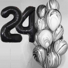 Букет гелиевых шаров агатов на 24 года Безупречный стиль с черными цифрами