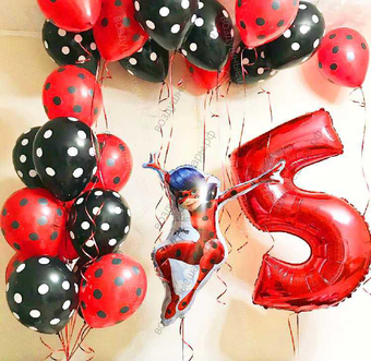 Оформление шарами в стиле Леди Баг на день рождение