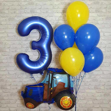 Букет из шаров сыну на 3 года с Трактором синим
