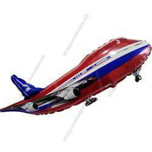 Шар с гелием  Фигура, Самолет, Красный, 99 см.