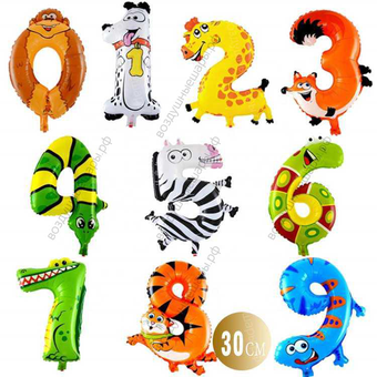 Мини- цифры Животные, надутые воздухом, не летающие, 30 см.