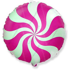 Шар с гелием  Круг, Леденец, Фуше, 46 см.