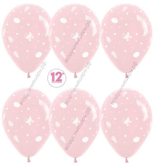 Шар с гелием  Улыбка девочка, Светло-розовый (109), пастель, 5 ст, 30 см.