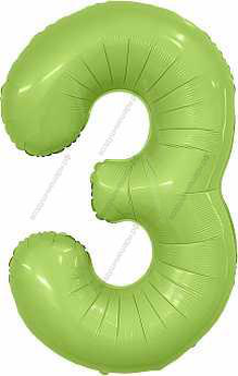 Шары цифры Мистик, Фисташка сатин с гелием, 90 см.