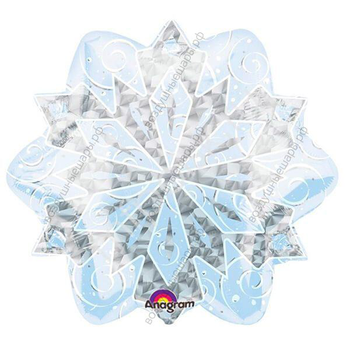 Новогодние снежинки Голографические, 18", надутые гелием