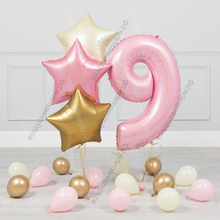 Фотозона на день рождения девочки "Любимой дочери 9 лет"