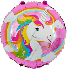 Шар с гелием  Круг, Радужный единорог, Розовый, 46 см.