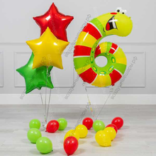 Шары на День рождения ребенка 6 лет, сет Гусеничка