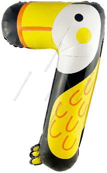 Шары-цифры смешные Звери с гелием, 90 см