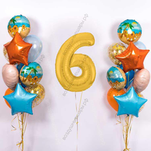 Гелиевые шарики с капибарами и цифрой на 6 лет