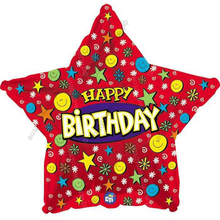 Шар с гелием  Звезда, С Днем рождения , Красный, 46 см.