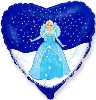 Шар с гелием  Сердце, Снежная королева, 46 см.