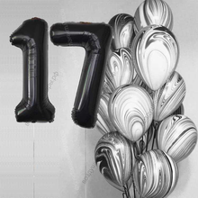 Букет гелиевых шаров агатов на 17 лет Безупречный стиль с черными цифрами