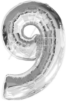 Шары цифры СЕРЕБРО, с гелием