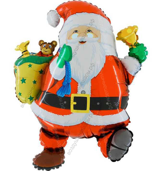 Шар с гелием  Фигура, Забавный Дед Мороз, Красный, 76 см.
