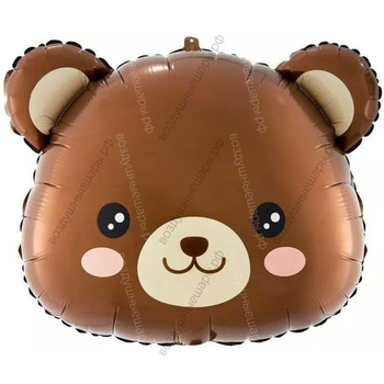 Шар с гелием Милый медведь, голова, 61 см