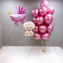 Букет шаров хром на рождение девочки