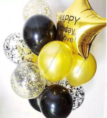 Букет черно-золотых шаров "Ночь и звезда" с Вашей надписью