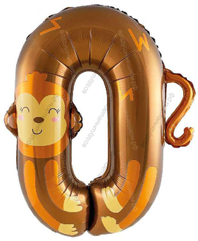 Шары-цифры смешные Звери с гелием, 90 см