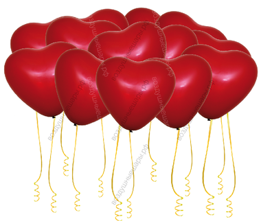Сердца под потолок красные, 40см