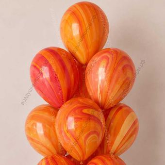 Шары Красно Оранжевые агаты Red Orange, мраморные с гелием 12"