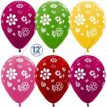 Шар с гелием  Цветы, Ассорти, металлик, 5 ст, 30 см.