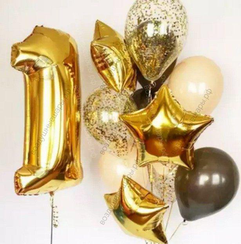 Фонтан с цифрой из гелиевых шаров "Золотой шик для именинника"