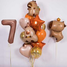 Сет из шаров с гелием с капибарами и шоколадной цифрой