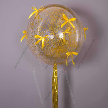 Шар Баблз прозрачный, летающий с гелием, 46 см, 18" с конфетти, дождиком и бантиками