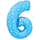 Шар (40''/102 см) Цифра, 6, Синий, 1 шт.