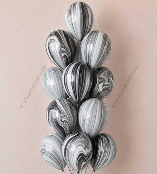 Фонтан черно-белых, Black/White Super Agate шаров агат с гелием