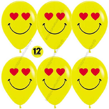 Шар с гелием  Смайл влюбленный, Желтый (020), пастель, 2 ст, 30 см.