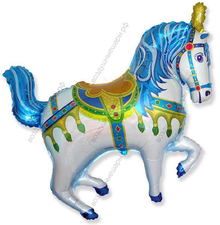 Шар с гелием  Фигура, Лошадь ярмарочная, Синий, 99 см.