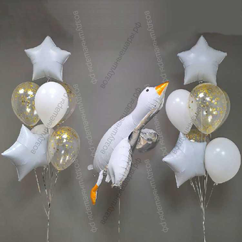 Фотозона из шаров с фигурой Гусь Обнимусь