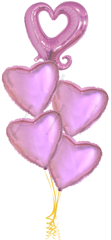 Букет сердец фольгированных с розовым вензелем