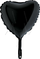 Фольгированный шар (9''/23 см) Мини-сердце, Черный, 1 шт.