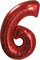 Шар (40''/102 см) Цифра, 6, Красный, 1 шт.