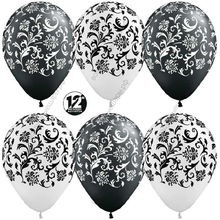 Шар с гелием  Узоры, Жемчужный (406)/Черный (580), металлик, 5 ст, 30 см.