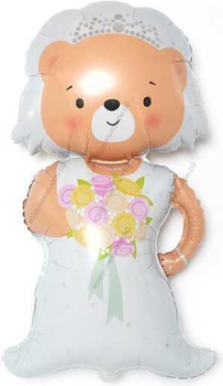 Шар с гелием  Фигура, Медвежонок Невеста, 104 см.
