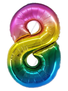 Шары цифры РАДУЖНЫЕ с гелием
