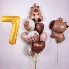 Сет из гелиевых шаров с капибарой и шоколадной цифрой на 7 лет