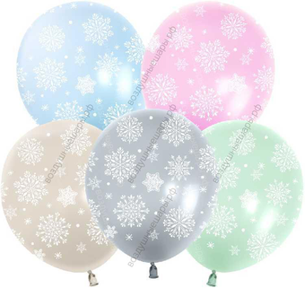 Шар с гелием, Нежные снежинки, ассорти, 30 см.